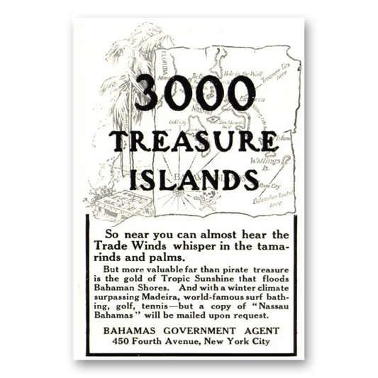 1915 Bahamas Treasure Islands Vintage Magazine Print Ad