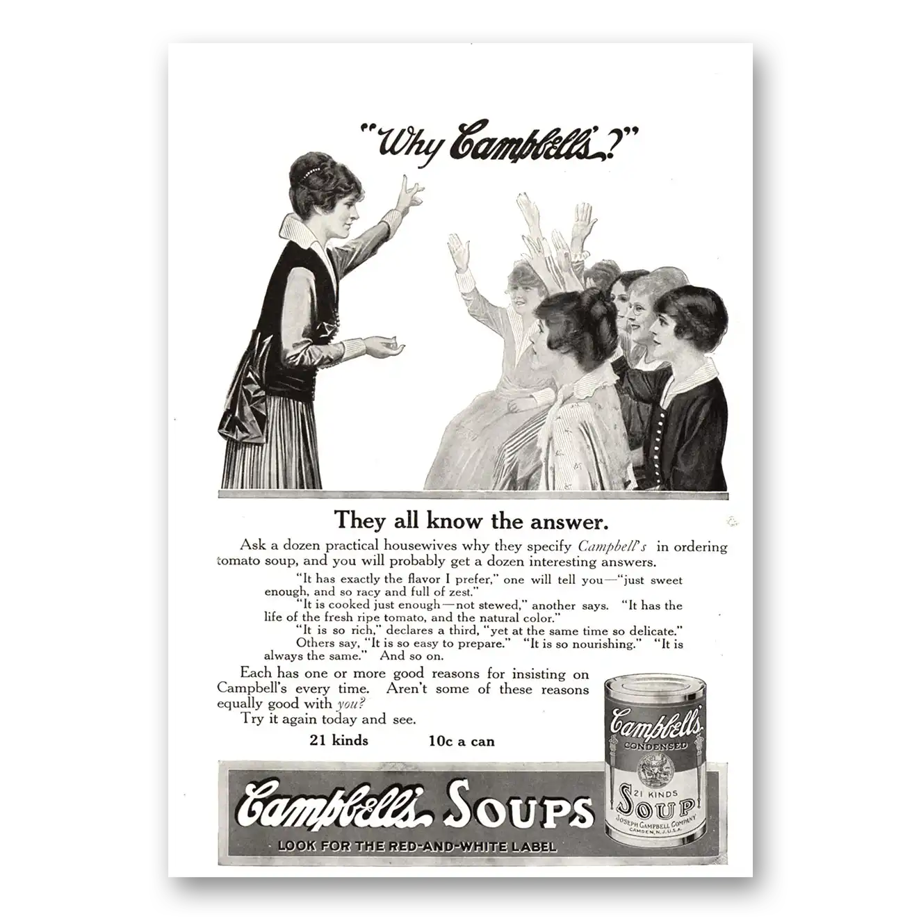 1915 Campbells Soup They All Know the Answer Vintage Magazine Print Ad