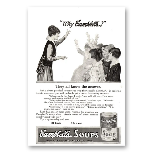 1915 Campbells Soup They All Know the Answer Vintage Magazine Print Ad