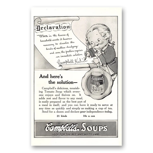 1915 Campbells Tomato Soup Declaration Heres Solution Vintage Magazine Print Ad