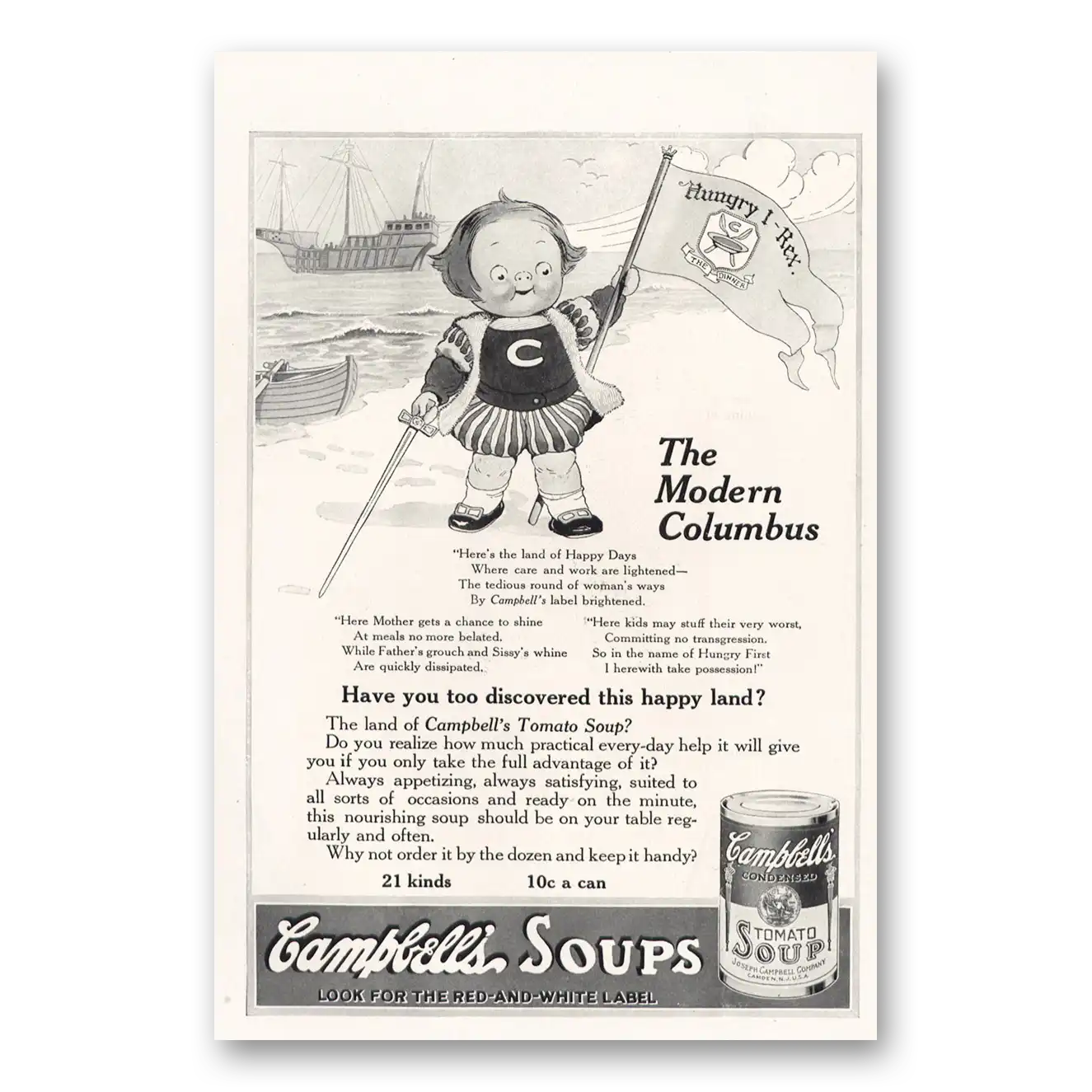 1915 Campbells Tomato Soup Modern Columbus Vintage Magazine Print Ad