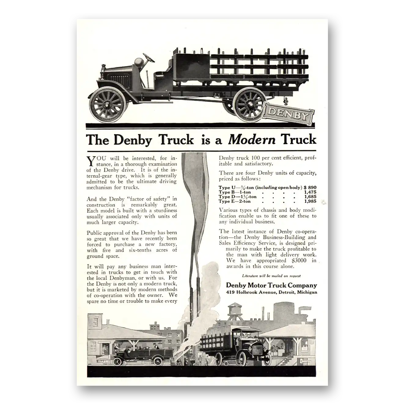 1915 Denby Motor Truck Modern Truck You Will Be Interested Vintage Magazine Print Ad