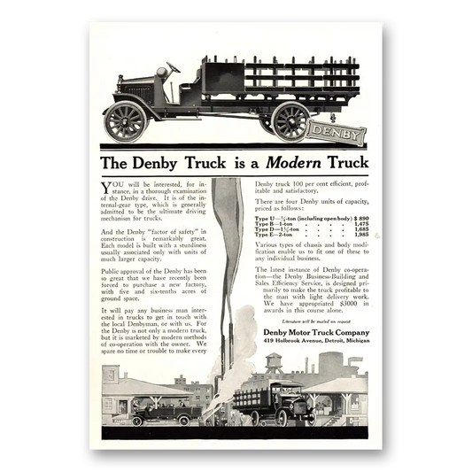 1915 Denby Motor Truck Modern Truck You Will Be Interested Vintage Magazine Print Ad