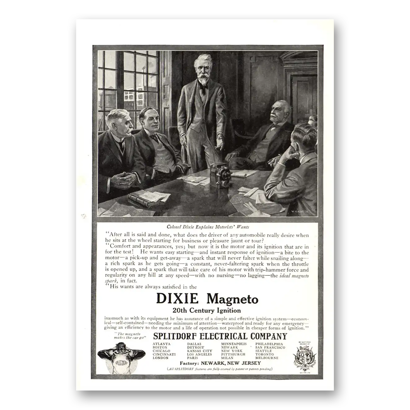 1915 Dixie Magneto Colonel Dixie Explains Motorists Wants Vintage Magazine Print Ad