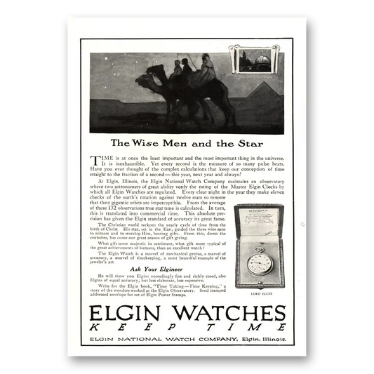 1915 Elgin Watch Wise Men and the Star Vintage Magazine Print Ad