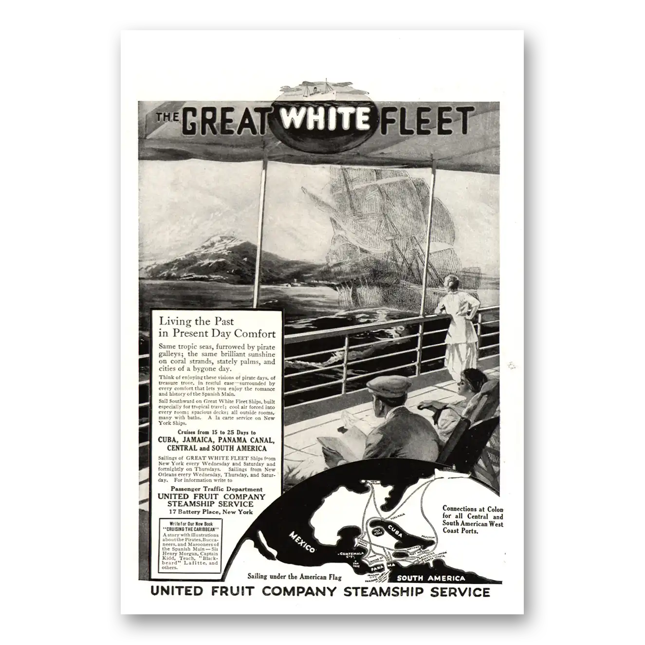 1915 Great White Fleet Past In Present Day Comfort Vintage Magazine Print Ad