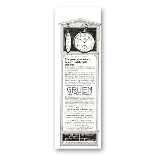 1915 Gruen Veri Thin Watch Compare Your Watch Vintage Magazine Print Ad