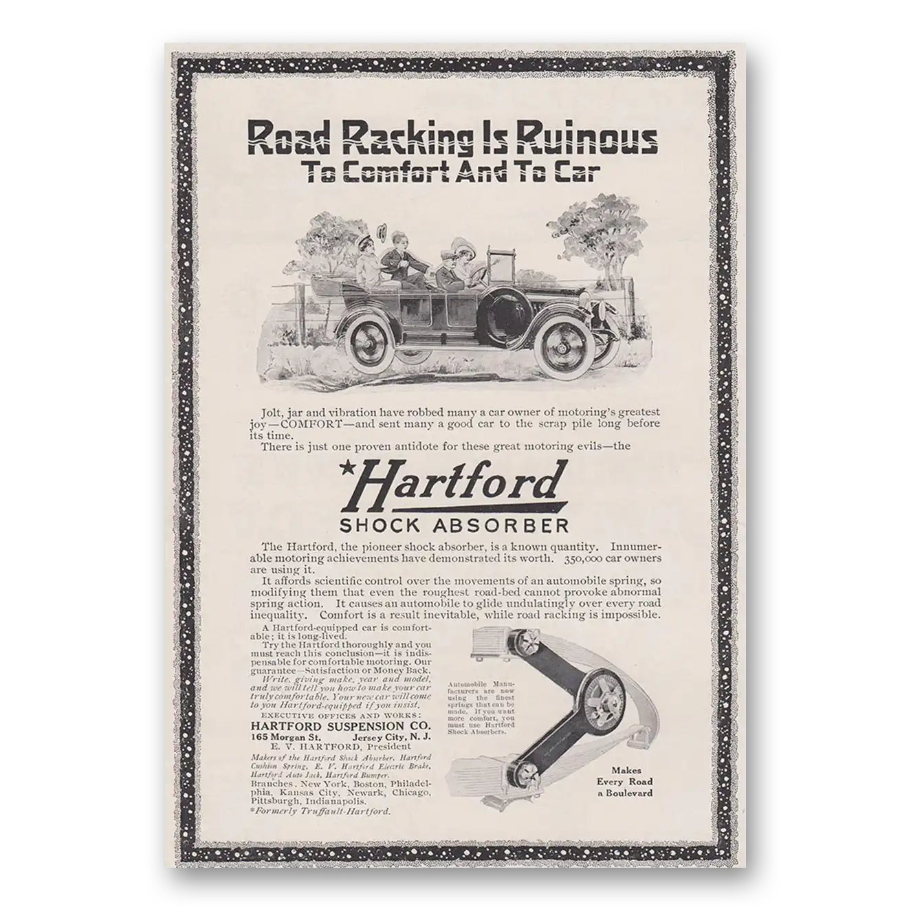 1915 Hartford Shock Absorber Road Racking Is Ruinous Vintage Magazine Print Ad