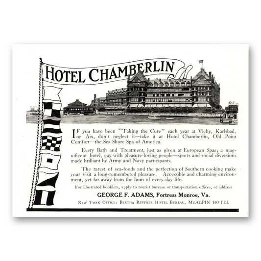 1915 Hotel Chamberlin Taking the Cure Vintage Magazine Print Ad