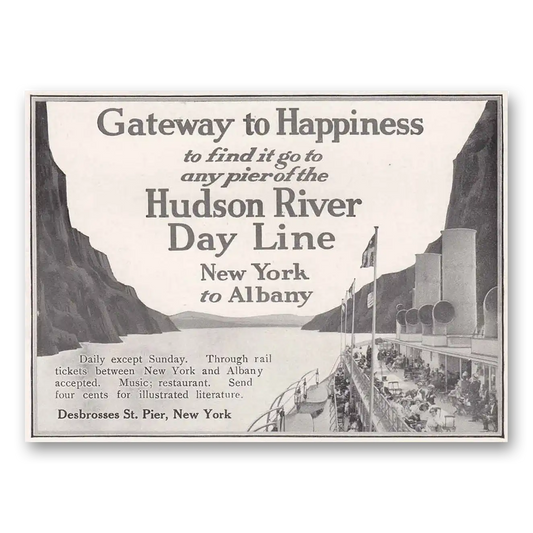 1915 Hudson River Day Line New York to Albany Vintage Magazine Print Ad