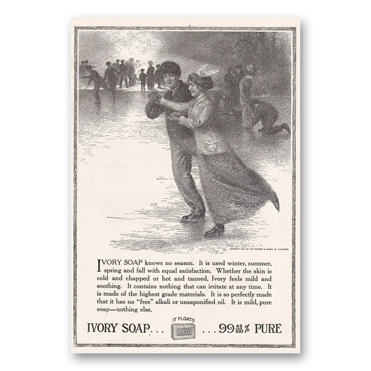 1915 Ivory Soap Ice Skaters Knows No Season Vintage Magazine Print Ad