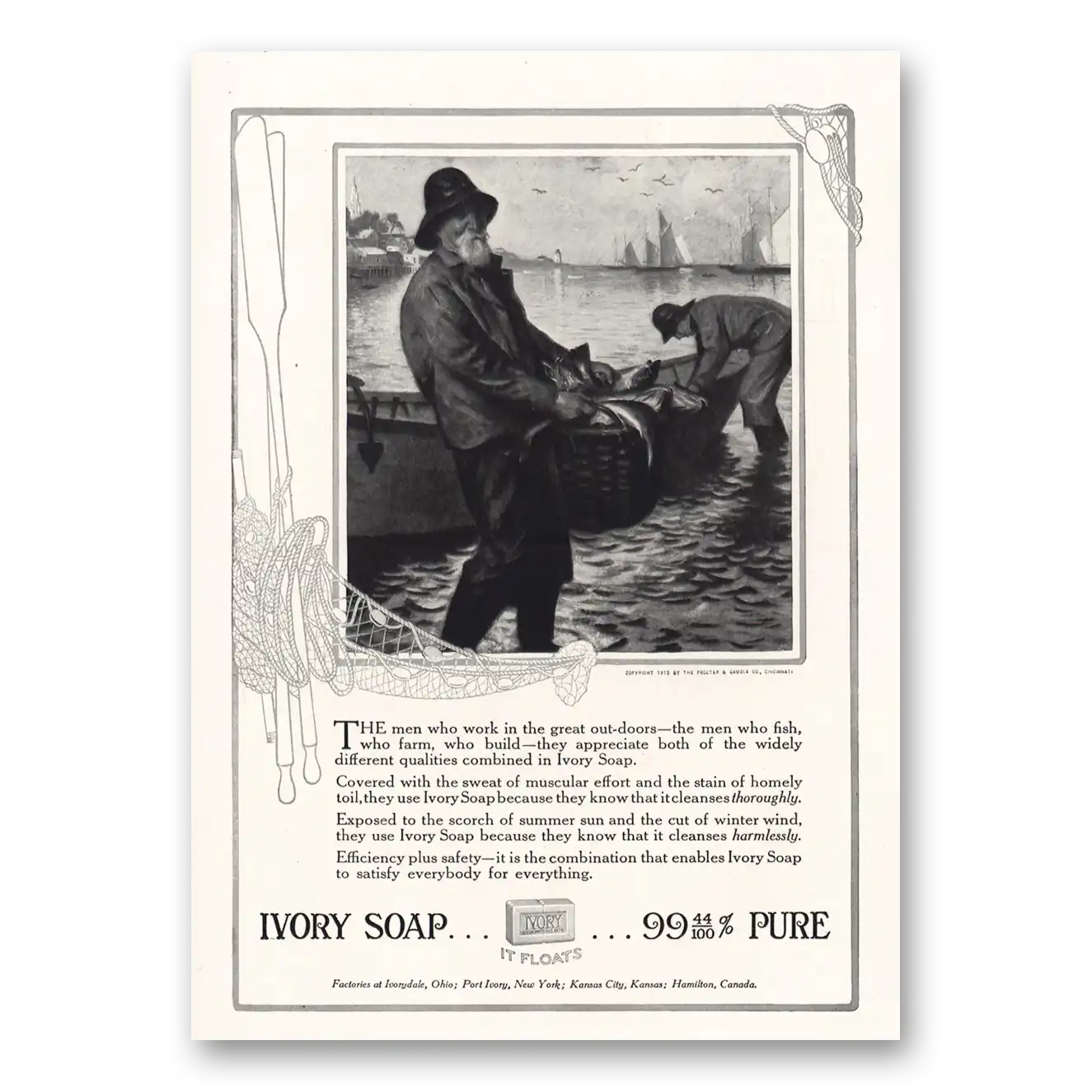 1915 Ivory Soap Men Who Work in the Great Out Doors Vintage Magazine Print Ad