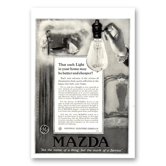 1915 Mazda Lamps Each Light In Your Home May Be Better Vintage Magazine Print Ad