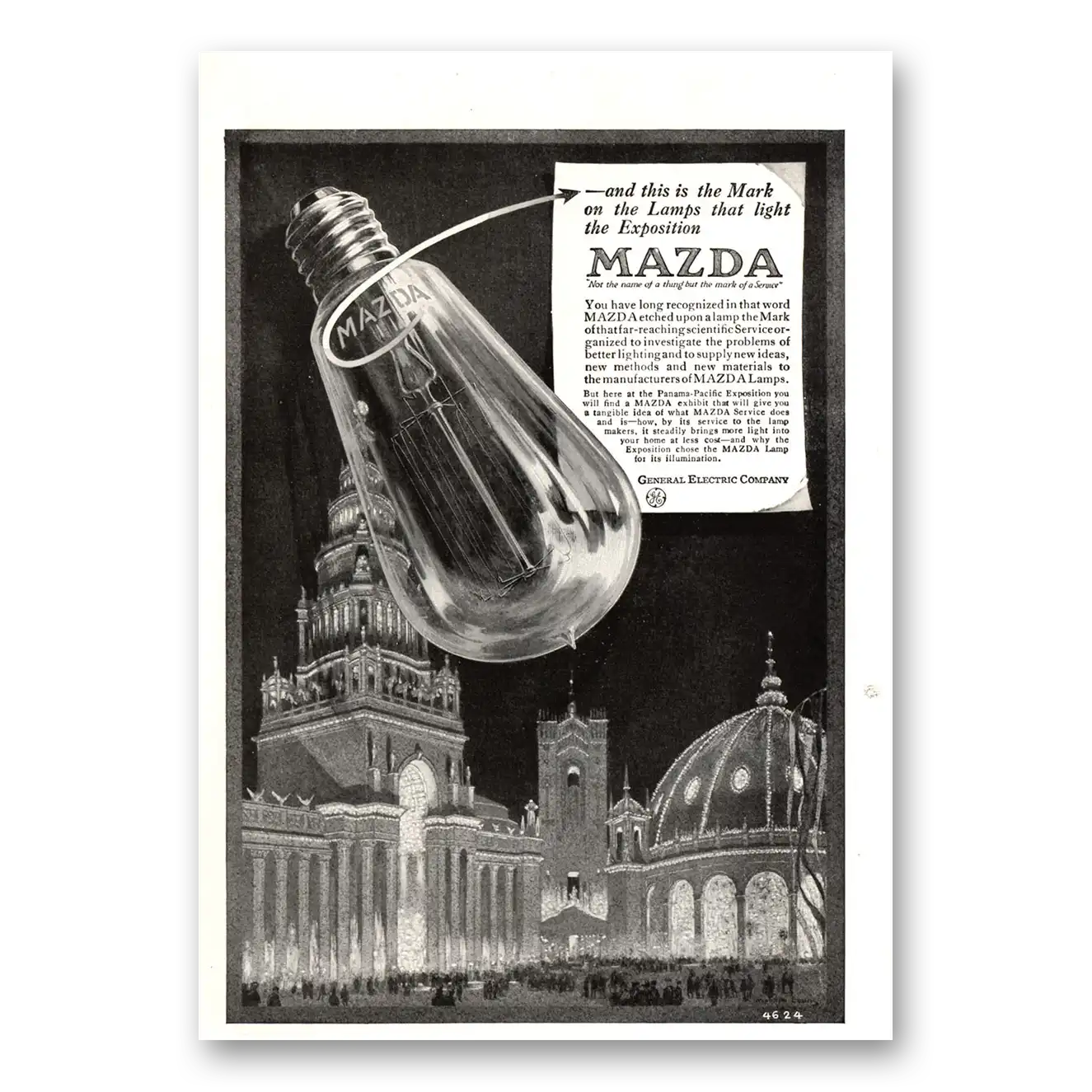 1915 Mazda Lamps Lamps that Light the Exposition Vintage Magazine Print Ad