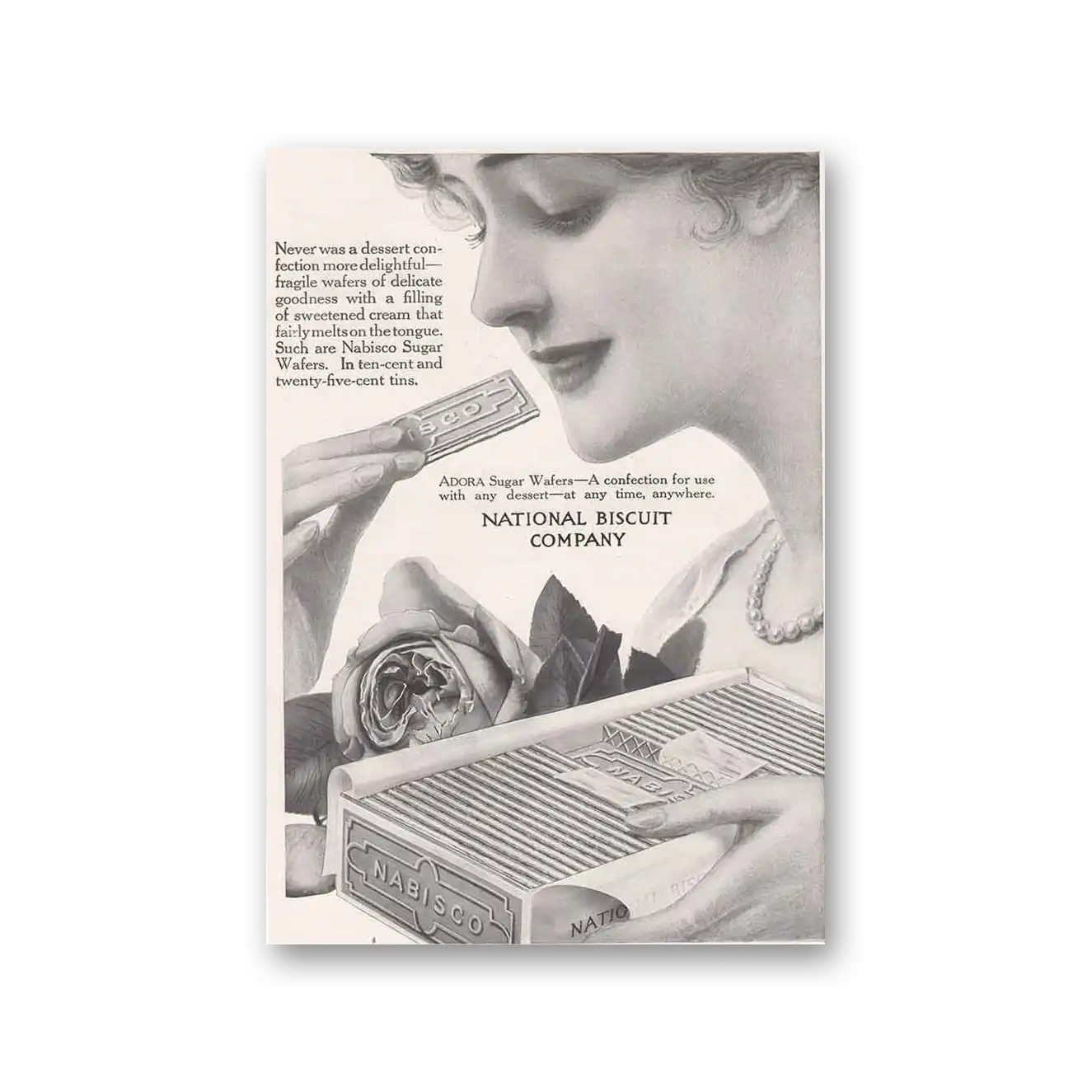 1915 Nabisco Cookies Adora Sugar Wafers Vintage Magazine Print Ad