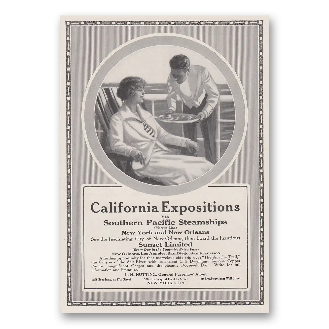 1915 Southern Pacific Steamships California Expositions Vintage Magazine Print Ad