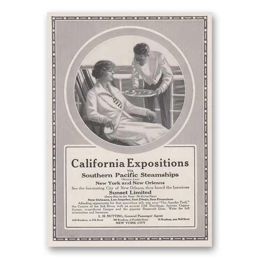 1915 Southern Pacific Steamships California Expositions Vintage Magazine Print Ad