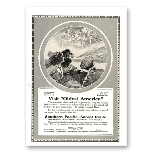 1915 Southern Pacific Sunset Route Oldest America Wonderland of the Vivid Vintage Magazine Print Ad