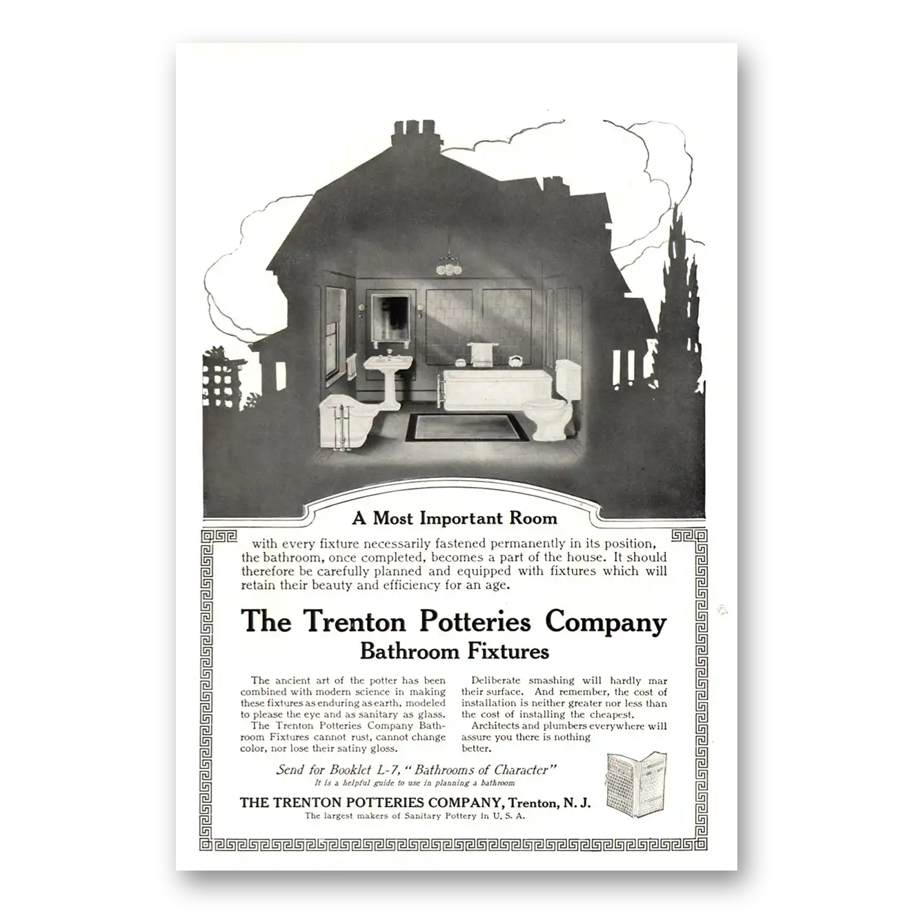 1915 Trenton Potteries Most Important Room Vintage Magazine Print Ad