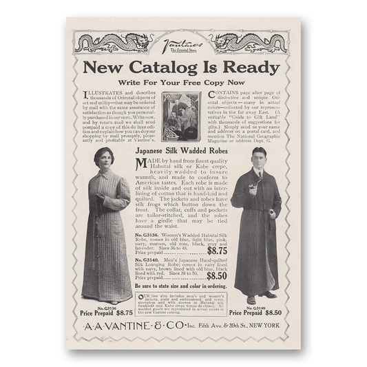 1915 A A Vantine New Catalog Is Ready Vintage Magazine Print Ad