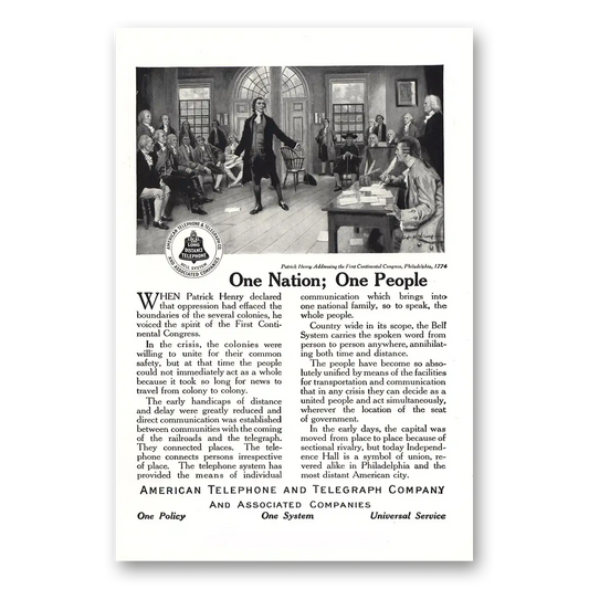 1916 American Telephone One Nation One People Vintage Magazine Print Ad