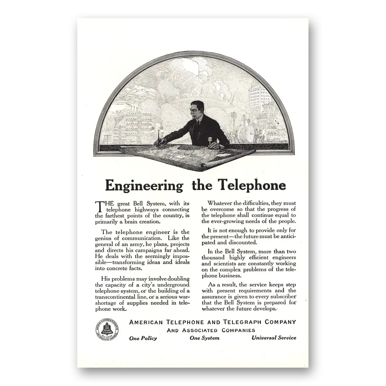 1916 American Telephone Engineering the Telephone Vintage Magazine Print Ad