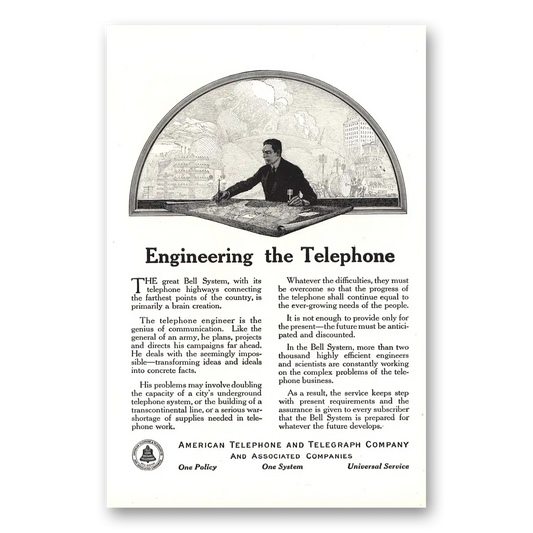 1916 American Telephone Engineering the Telephone Vintage Magazine Print Ad