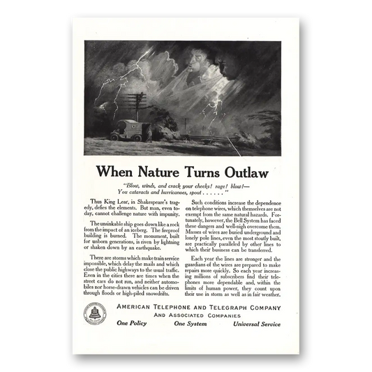 1916 American Telephone When Nature Turns Outlaw Vintage Magazine Print Ad