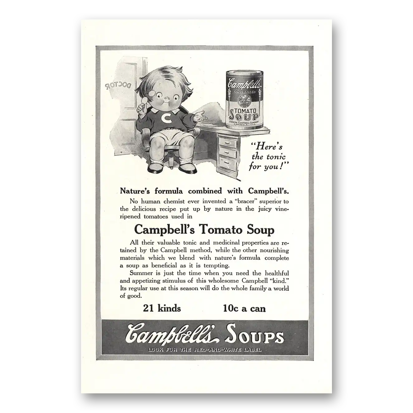 1916 Campbells Tomato Soup Heres the Tonic For You Vintage Magazine Print Ad