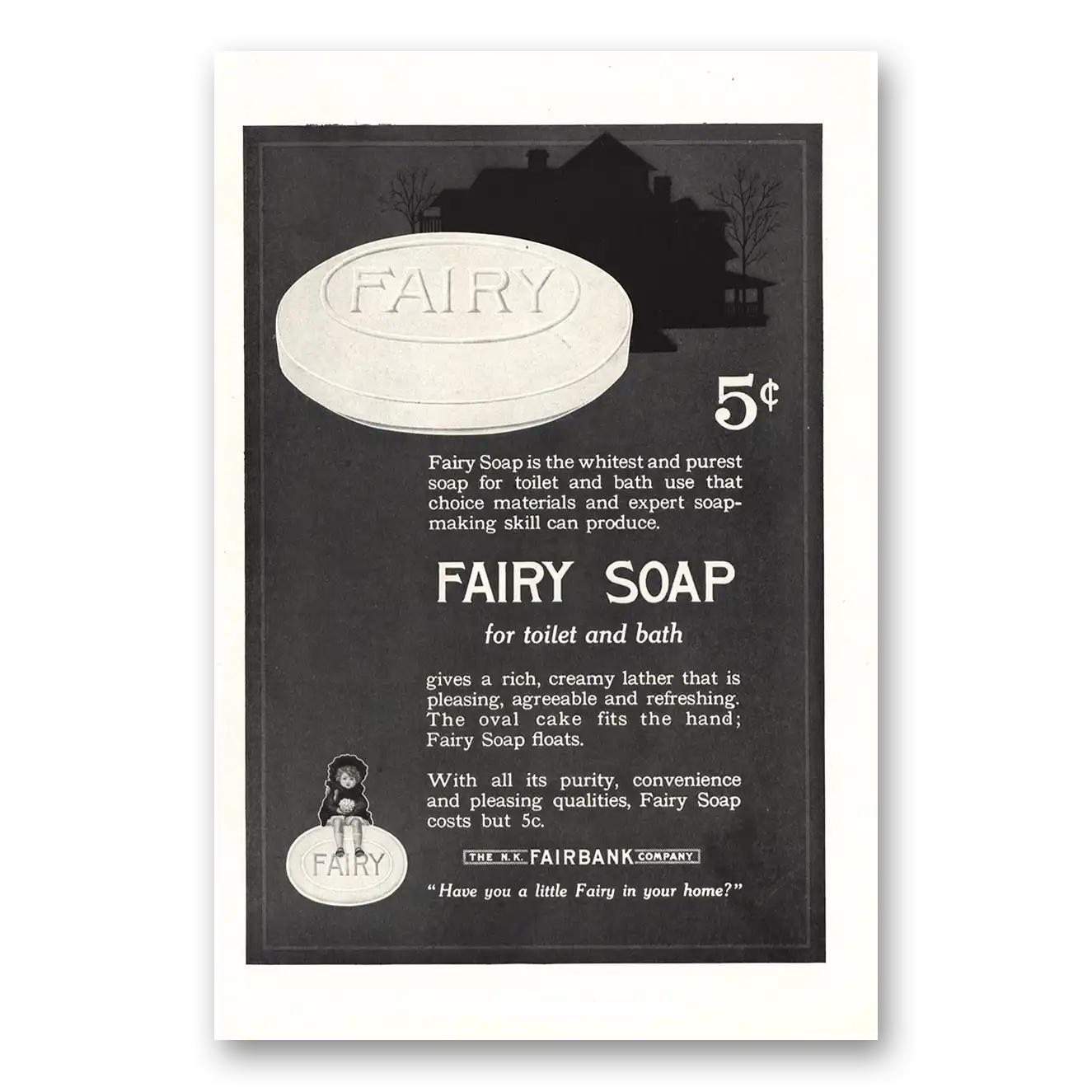 1916 Fairy Soap Fairy Soap Whitest and Purest Soap Vintage Magazine Print Ad