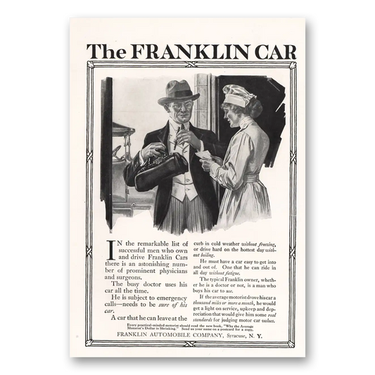 1916 Franklin Automobile Remarkable List of Successful Men Vintage Magazine Print Ad