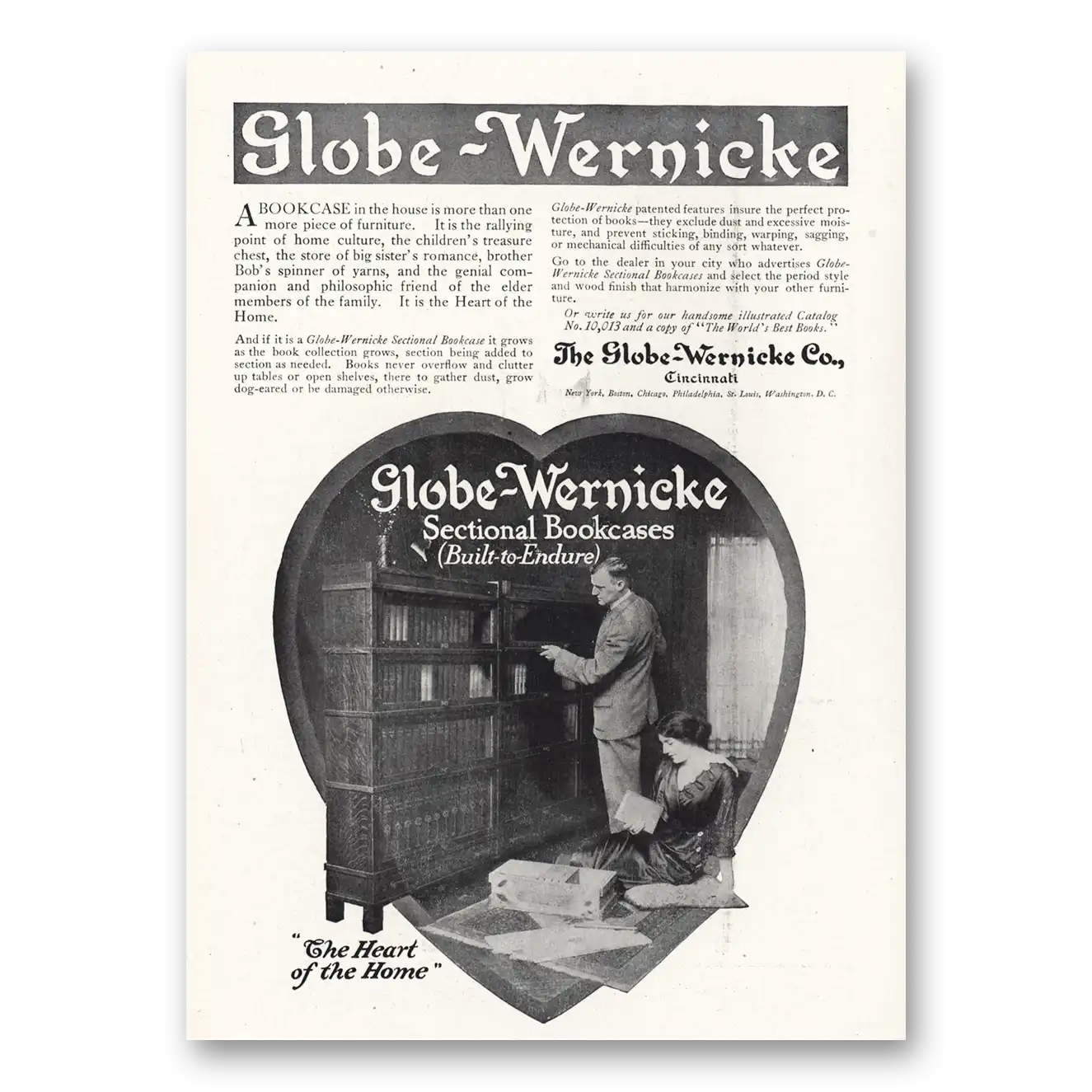 1916 Globe Wernicke Bookcases Built to Endure Vintage Magazine Print Ad