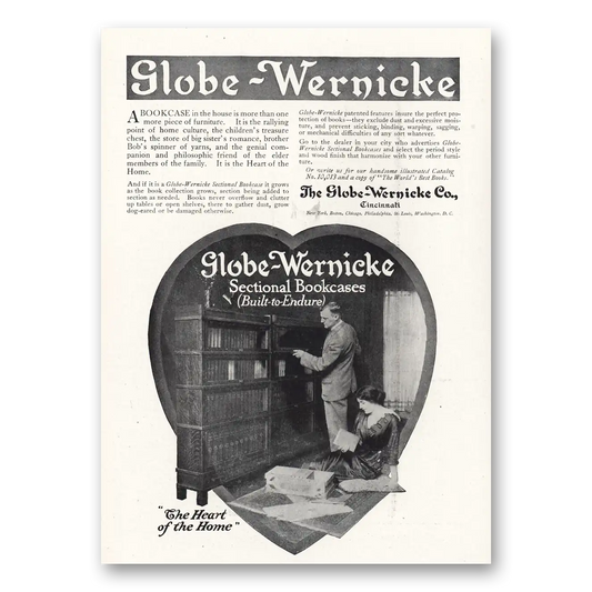 1916 Globe Wernicke Bookcases Built to Endure Vintage Magazine Print Ad