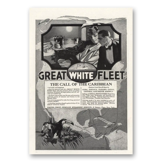 1916 Great White Fleet Call of the Caribbean Vintage Magazine Print Ad