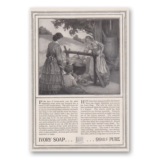 1916 Ivory Soap Days of Homemade Soap Vintage Magazine Print Ad