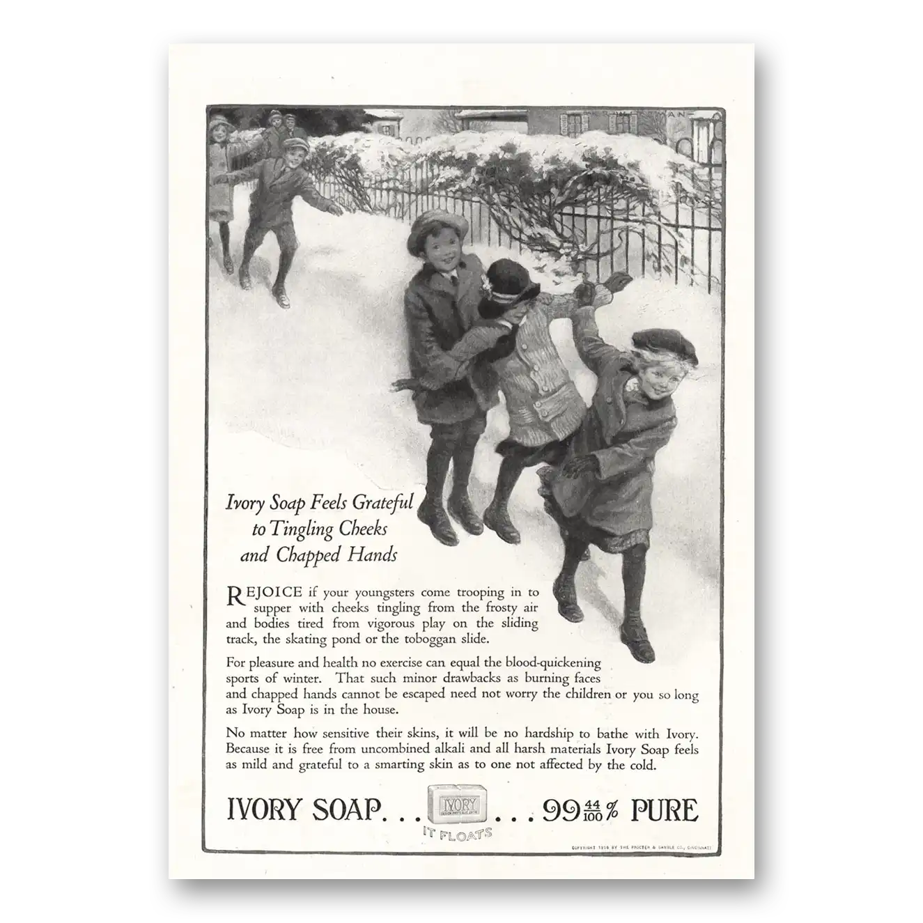 1916 Ivory Soap Tingling Cheeks Chapped Hands Vintage Magazine Print Ad