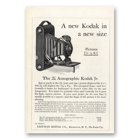 1916 Kodak Autographic Camera New Kodak In New Size Vintage Magazine Print Ad