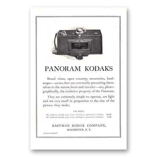 1916 Kodak Panoram Broad Vistas Vintage Magazine Print Ad