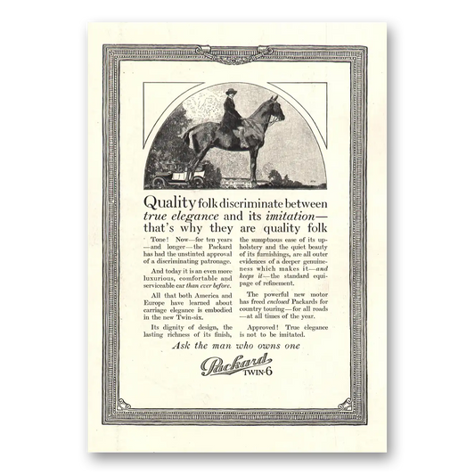 1916 Packard Twin 6 Quality Folk Discriminate Vintage Magazine Print Ad