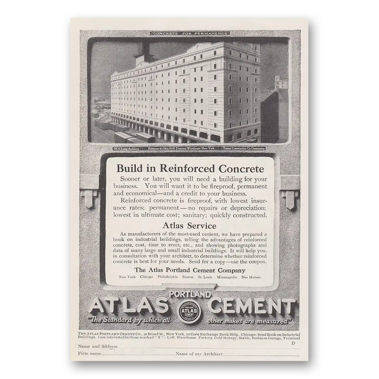 1916 Portland Cement Baltimore and Ohio RR Terminal New York Vintage Magazine Print Ad