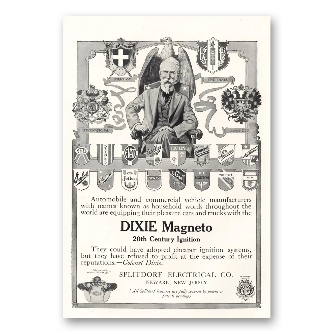 1916 Dixie Magneto 20th Century Ignition Vintage Magazine Print Ad