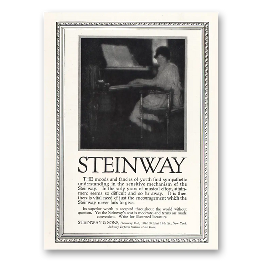 1916 Steinway Piano Moods and Fancies of Youth Vintage Magazine Print Ad