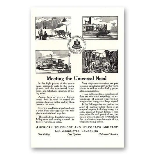 1917 American Telephone Meeting the Universal Need Vintage Magazine Print Ad