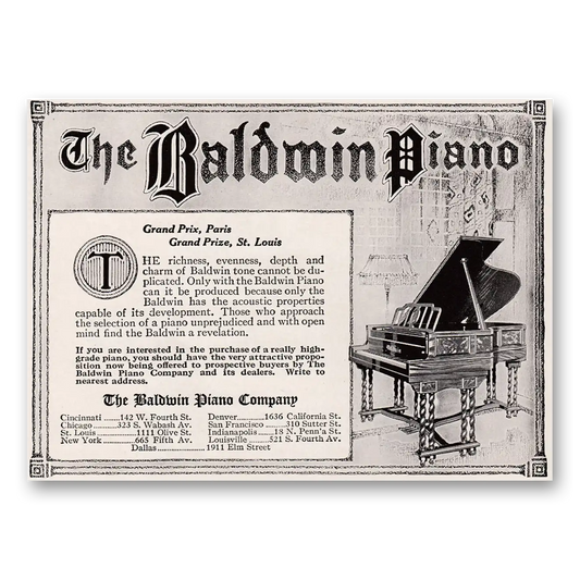 1917 Baldwin Piano Richness Evenness Depth Vintage Magazine Print Ad