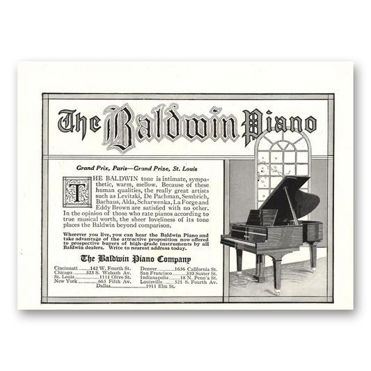 1917 Baldwin Piano Grand Prix Paris Vintage Magazine Print Ad