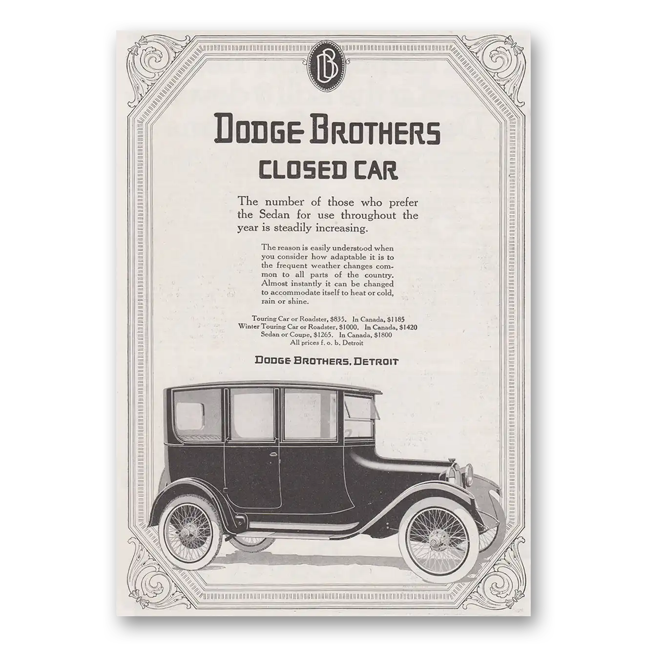 1917 Dodge Closed Car Number of Those Who Prefer the Sedan Vintage Magazine Print Ad