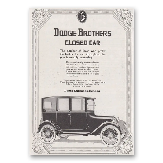 1917 Dodge Closed Car Number of Those Who Prefer the Sedan Vintage Magazine Print Ad