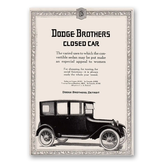 1917 Dodge Closed Car Varied Uses to Which the Convertible Sedan Vintage Magazine Print Ad