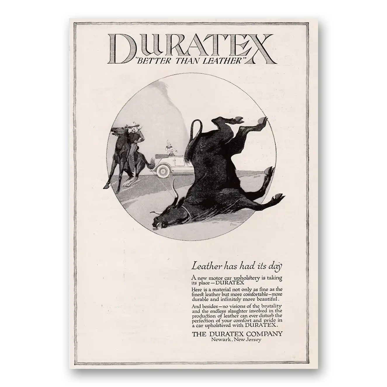 1917 Duratex Better Than Leather Has Had Its Day Vintage Magazine Print Ad