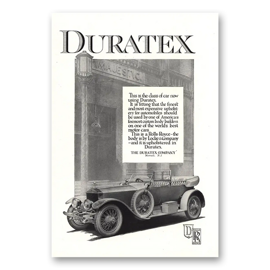 1918 Duratex Class of Car Rolls Royce Vintage Magazine Print Ad